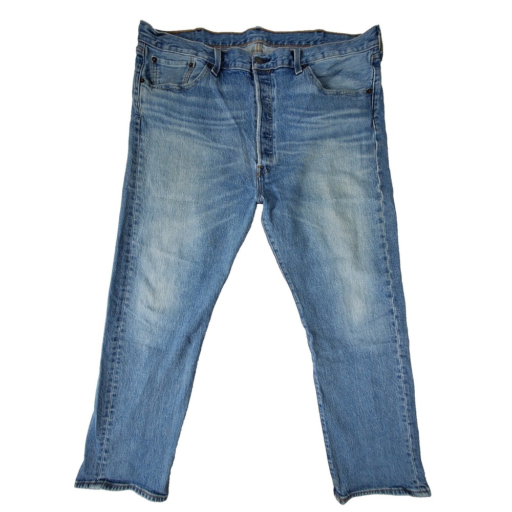 Levi's 501 Jeans Men 40x29 Blue Light Wash Button Fly Straight Fit Denim
